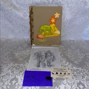 NWOT Eco-Friendly Elephant Dung Paper Journal - Green & Brown